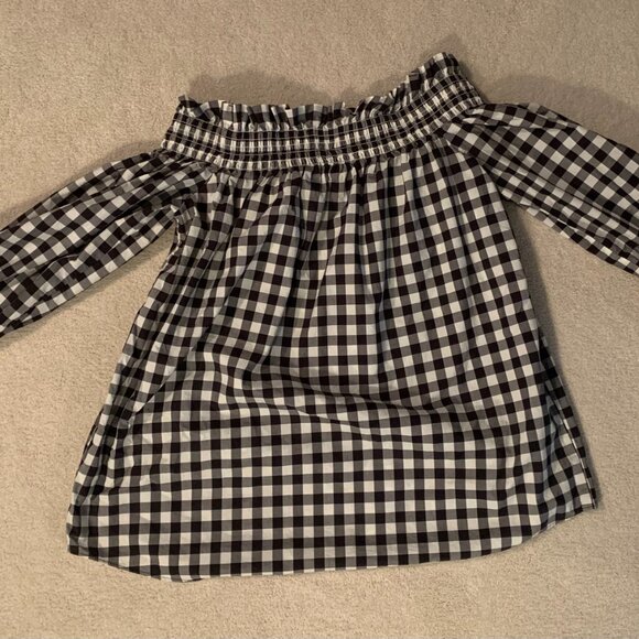 Kate Spade Off The Shoulder Top Small, Black and White Gingham - Picture 3 of 4